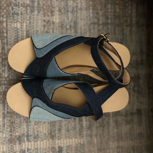 Coach wooden and denim clog wedge sandals size 6 - Picture 8 of 12